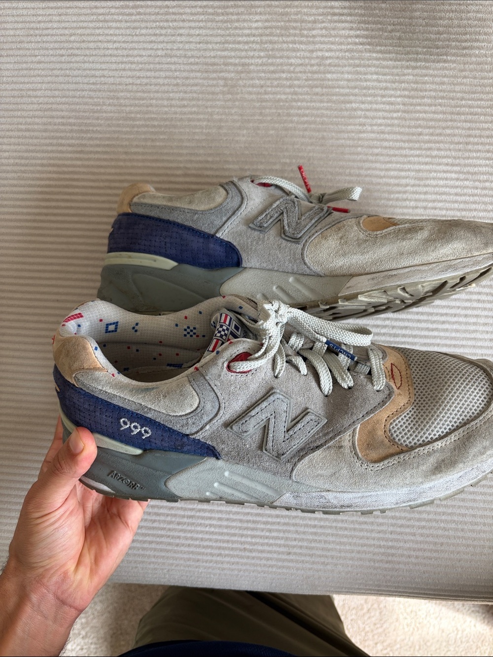New Balance Men's Gray and Navy Suede Lace-Up Sneakers
